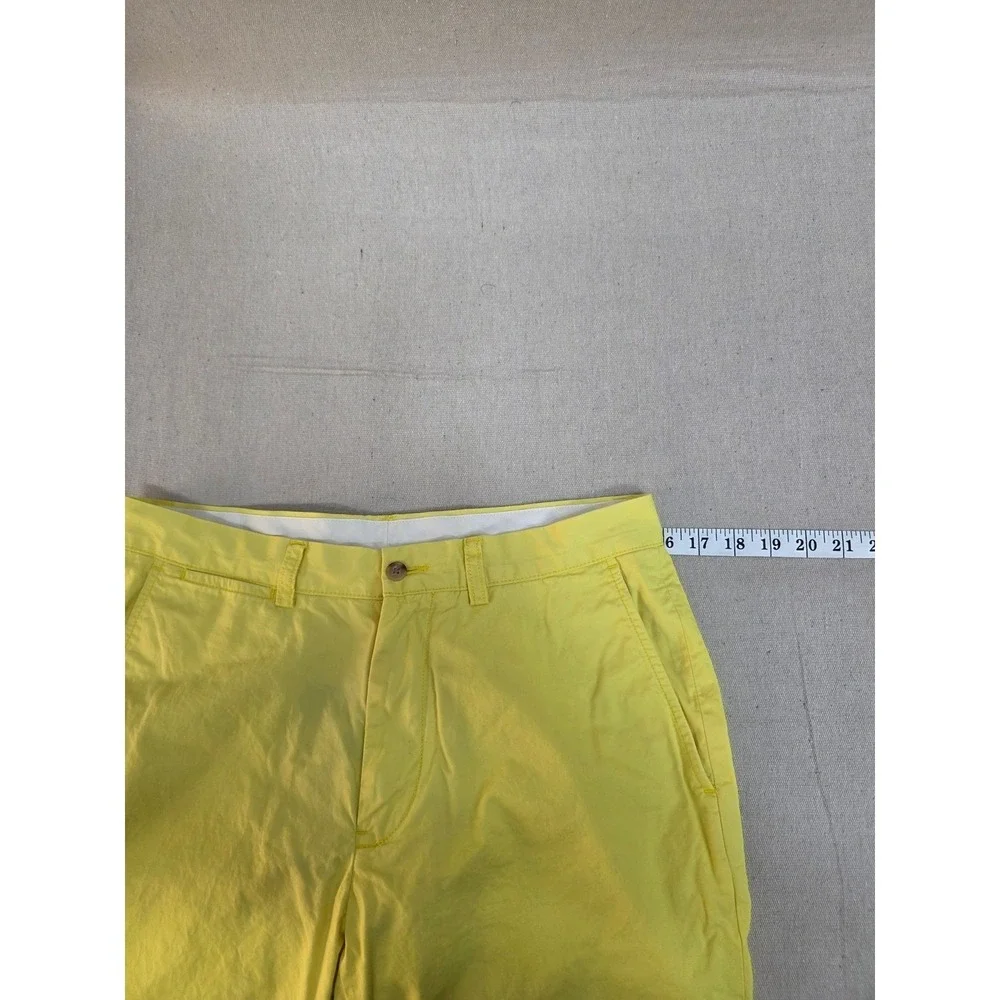 Polo Ralph Lauren Mens‎ Yellow Pima Cotton Blend Flat Front Chino Shorts Size 36